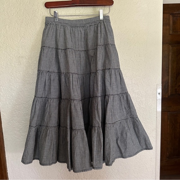 Free People In Full Swing Gingham Midi Skirt Size Small Black & White - Picture 3 of 14